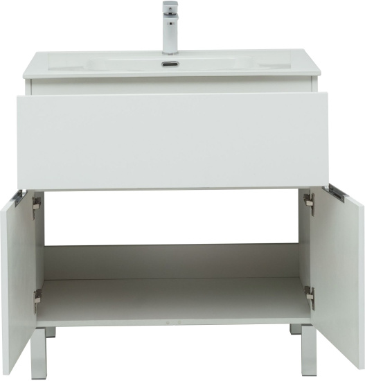 Тумба с раковиной Aquanet Алвита new 80 напольная, белая матовая, с дверками и ящиком