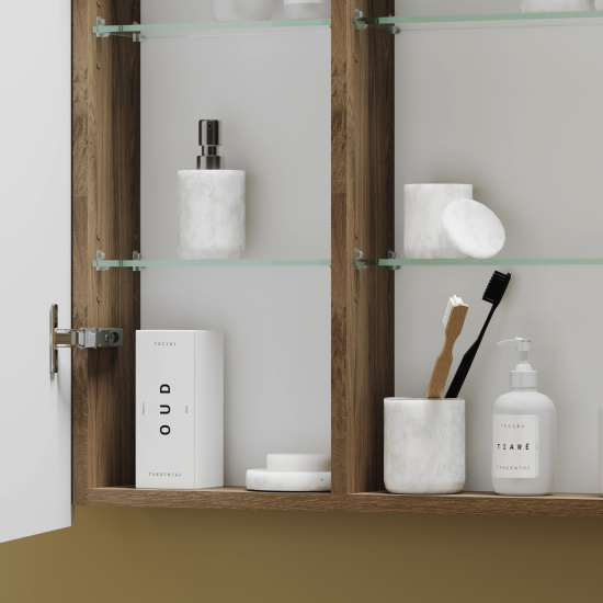 Зеркало-шкаф Sancos Mirror 90 дуб чарльстон, с LED подсветкой