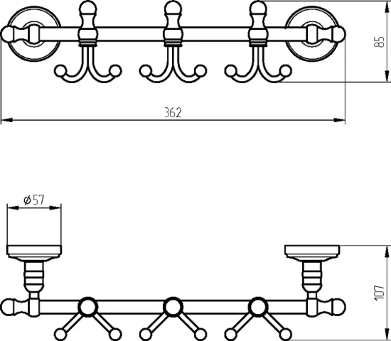 Крючок Migliore Mirella 24912 тройной, хром