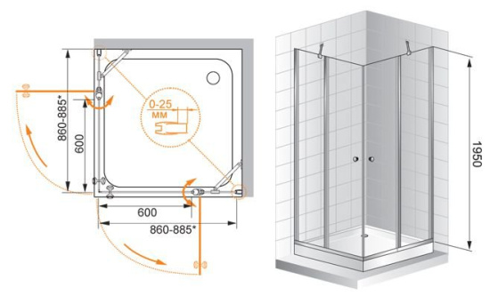 Душевой уголок Cezares Triumph-D-A-22-120-C-Cr