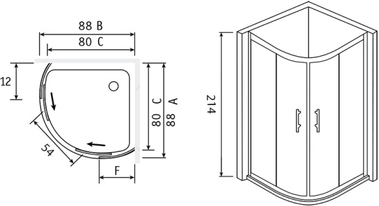 Душевой уголок RGW Passage PA-55 80x90x195 профиль хром