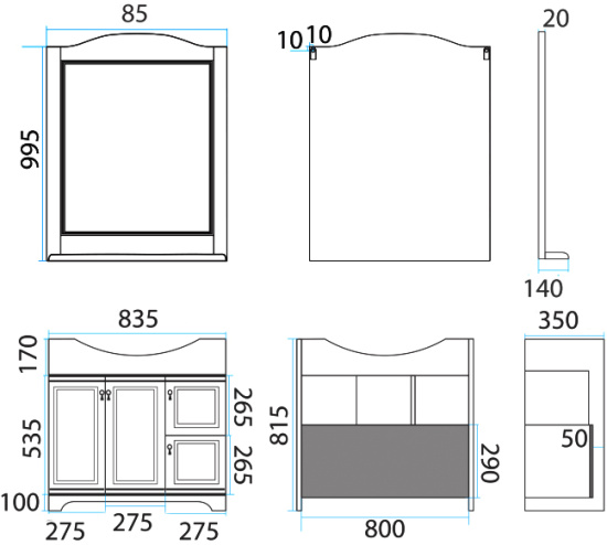 Мебель для ванной Misty Римини 85 орех