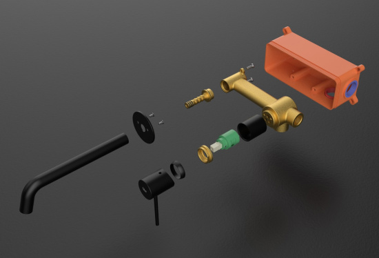 Смеситель для раковиный Raiber RPG-004, золото
