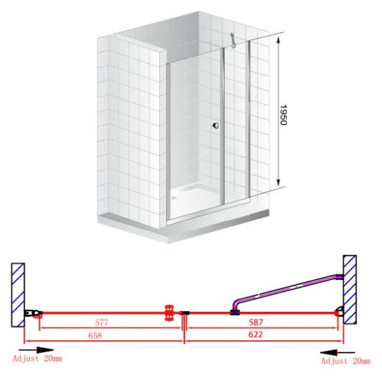 Душевая дверь в нишу Cezares Elena W B11 60/70 P Cr R