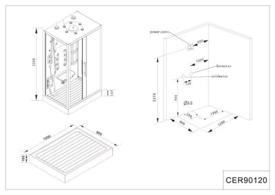 Душевая кабина Cerutti SPA SW-C90120