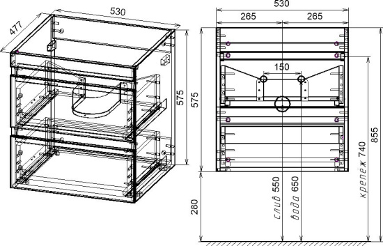 Мебель для ванной Style Line Даллас 115 Люкс Plus подвесная
