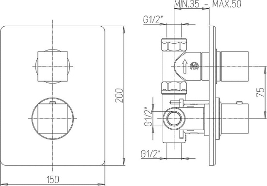 Смеситель для душа Paini Dax-R 84PZ690TH термостат