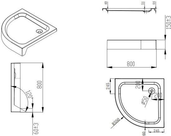 Душевой уголок Esbano ESD-8005 80x80, с поддоном