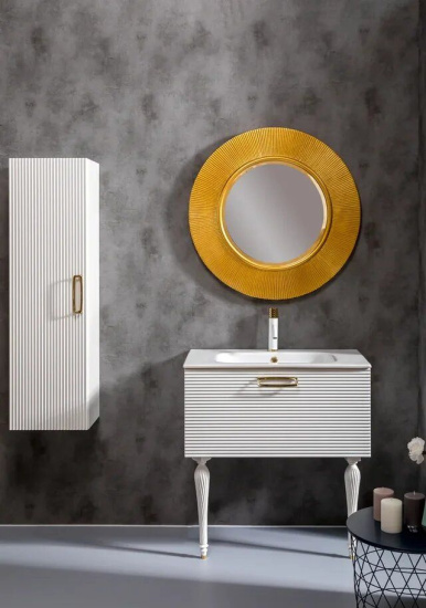 Мебель для ванной Armadi Art Vallessi Avantgarde Linea 80 белая, с раковиной-столешницей