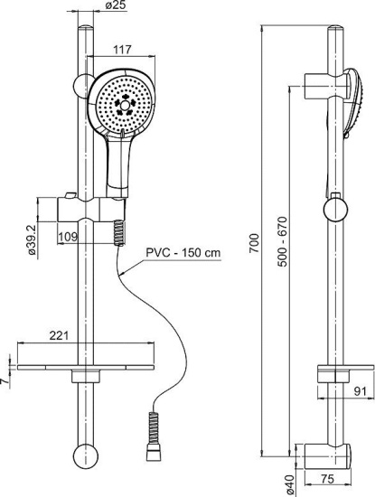 Душевой гарнитур Paini Novara 50CR124/P18