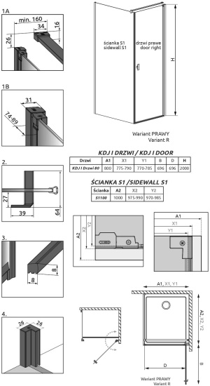 Душевой уголок Radaway Nes Black KDJ I Frame 80x100 R