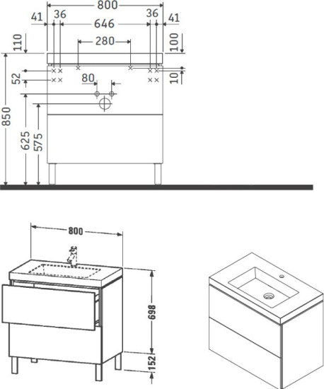 Мебель для ванной Duravit L-Cube 80, напольная, белая глянцевая