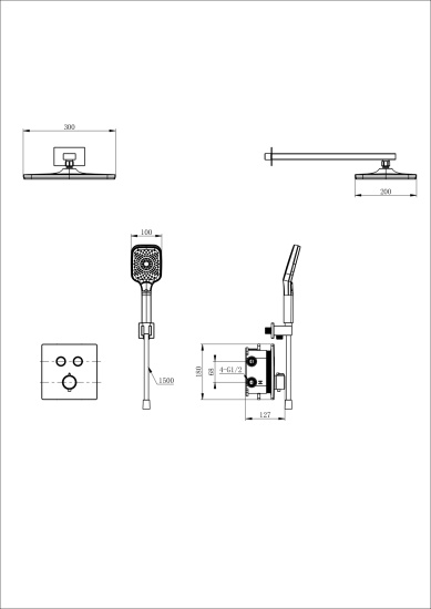 Душевая система Wonzon & Woghand WW-D2017-B-MW с термостатом