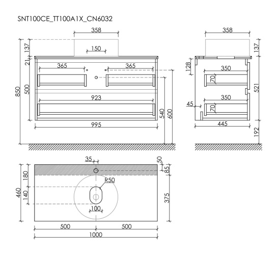 Тумба с раковиной Sancos Snob T 100 Beige Soft SNT100CE, подвесная