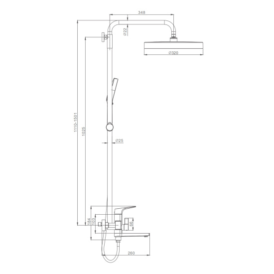 Душевая стойка Raglo R07.24.33 20 матовая медь