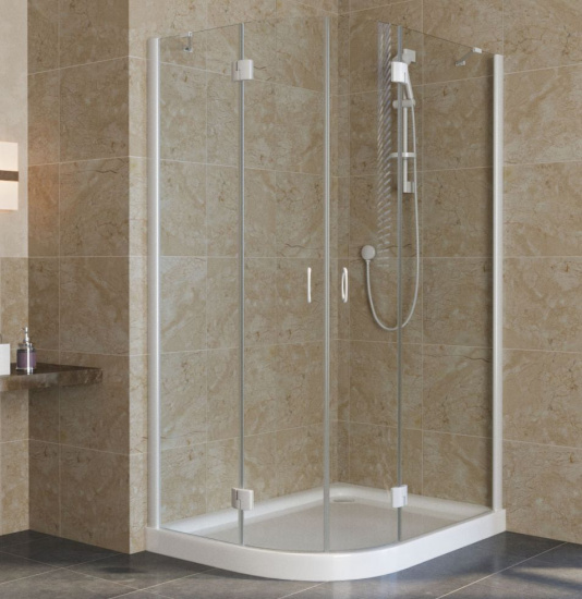 Душевой уголок Vegas Glass AFS-F Lux 120*90 01 01 R профиль белый, стекло прозрачное