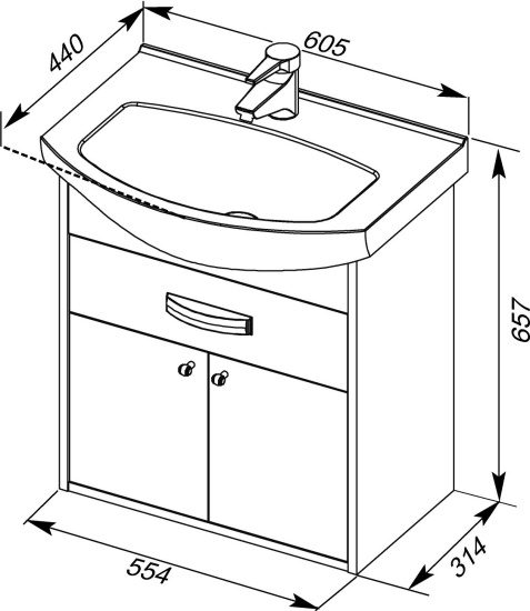 Мебель для ванной Aquanet Грейс 60 1 ящик, 2 фасада, дуб сонома