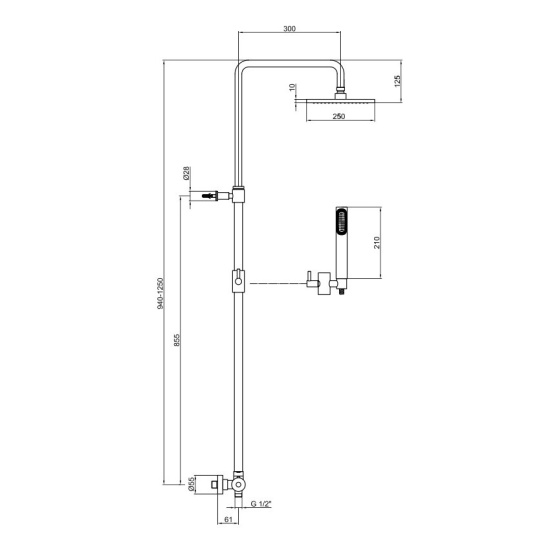 Душевая стойка Webert Elio EL980515560METAL с термостатом, черный