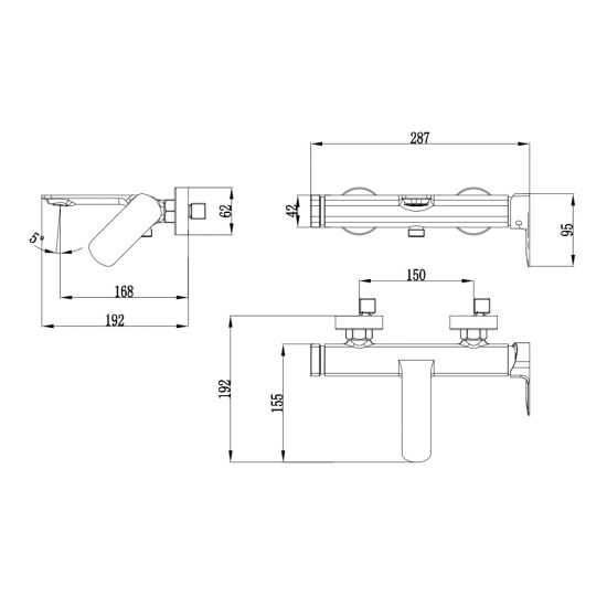 Смеситель для ванны с душем AQUAme Monza AQM6312MB