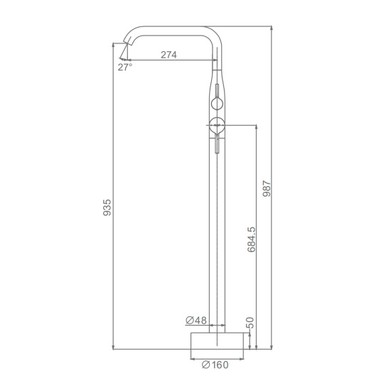 Напольный смеситель для ванны Raglo R20.33.03 сатин золотой