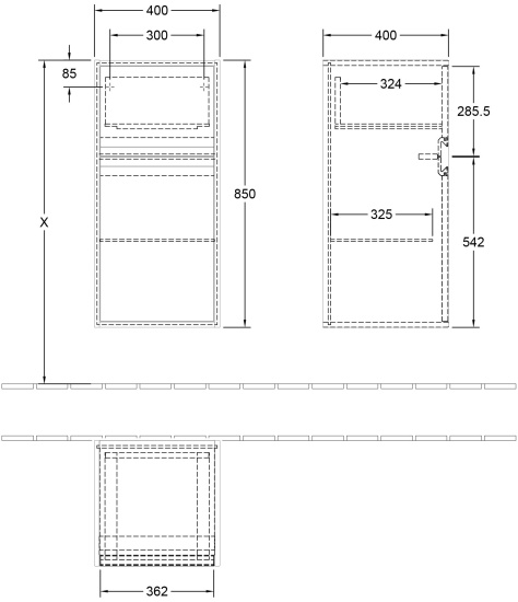 Тумба с раковиной Villeroy & Boch Antheus 100 american walnut, подвесная