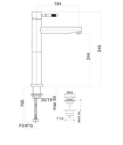 Смеситель для раковины Webert Rimini RI831402010, золото