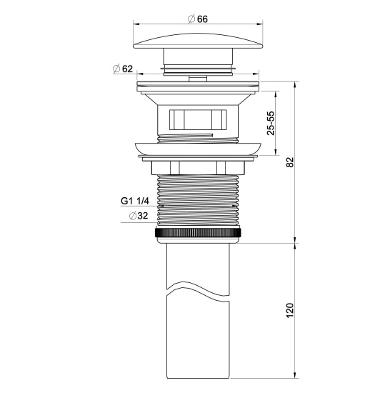 Донный клапан для раковины Wonzon & Woghand WW-88SS03-BG с переливом