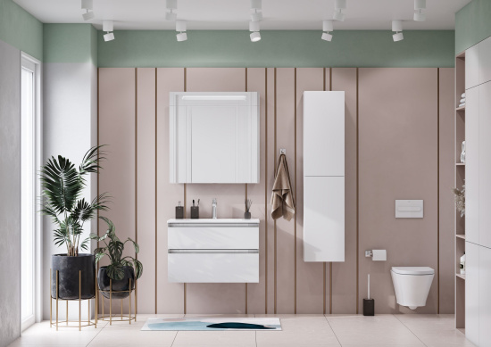 Тумба с раковиной Roca The Gap 80 2 ящика, белый глянец