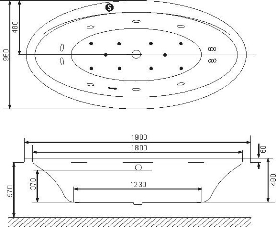 Акриловая ванна Excellent Lumina 190x95 см