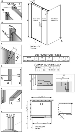 Душевой уголок Radaway Nes KDS I 140x70 L