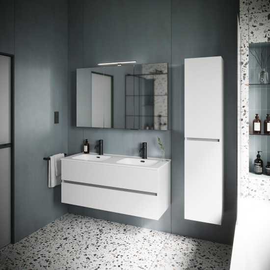 Тумба с раковиной Sancos Urban двойная 120 белый глянец