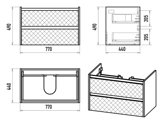 Тумба с раковиной Brevita Chester 80 подвесная