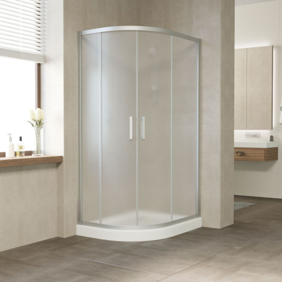 Душевой уголок Vegas Glass ZS-F 100*90 07 10 профиль матовый хром, стекло сатин