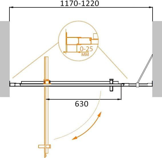 Душевая дверь в нишу Cezares Molveno-BA-11-100+30-P-Cr