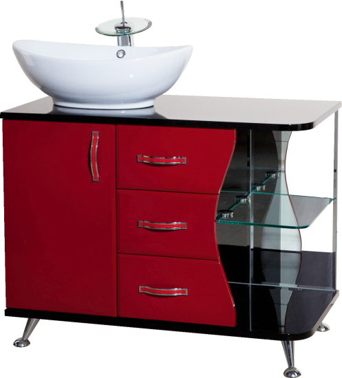 Тумба с раковиной Bellezza Рио 90 L красная с черным
