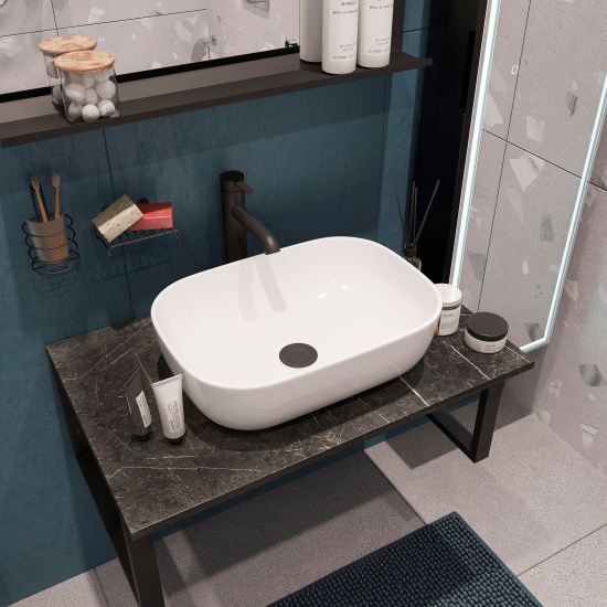 Мебель для ванной Diwo Элиста 80 чёрный мрамор, с раковиной Moduo 50 Square