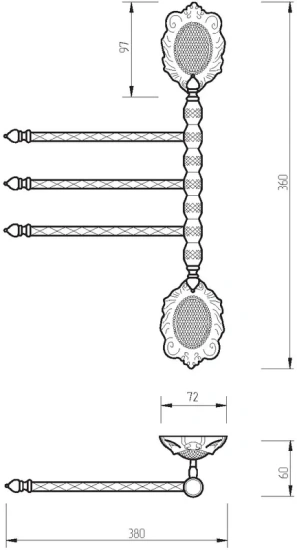 Полотенцедержатель Migliore Cleopatra 16645 тройной поворотный, бронза