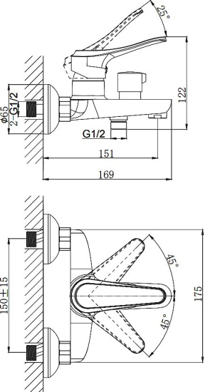 Смеситель для ванны Rush Jawa JA0735-44