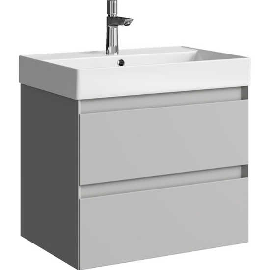 Тумба с раковиной Aqwella 5 stars Geometria 65 подвесная, 2 ящика, серый туман
