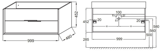 Тумба с раковиной Jacob Delafon Vivienne 100 белая, ручки хром
