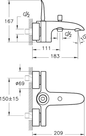 Смеситель для ванны VitrA T4 A42451EXP