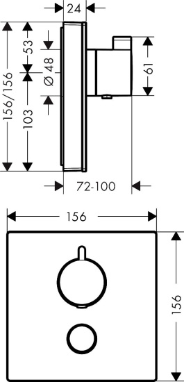Смеситель для душа Hansgrohe ShowerSelect Glass 15735400 термостат, хром