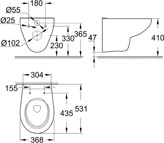 Чаша для унитаза подвесного Grohe Bau Ceramic 39427000
