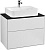Тумба с раковиной Villeroy & Boch Finion 80 white matt lacquer, glass black matt, с настенным освещением