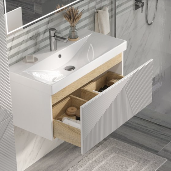 Тумба с раковиной Velvex Edge 60.1Y белая, подвесная