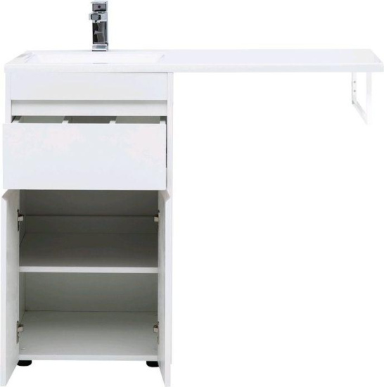Тумба с раковиной Aquanet Токио 110 L белая напольная, 1 ящик, 2 дверцы