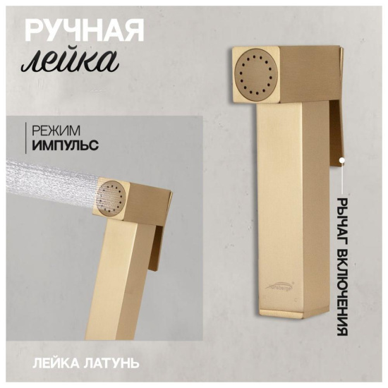 Гигиенический душ Hansberge H3077MG со смесителем, матовое золото