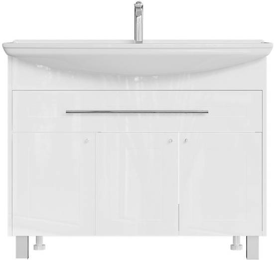 Тумба с раковиной 1MarKa Lina classic new 105 белый глянец, с дверками и ящиком