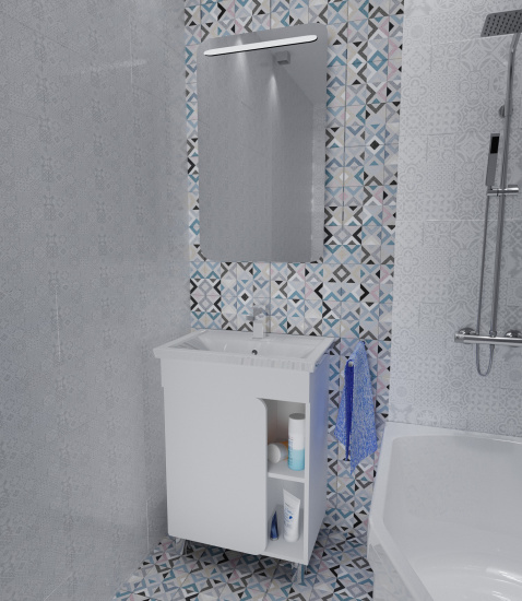Тумба с раковиной 1MarKa Nuvo 60Н напольная, белый глянец