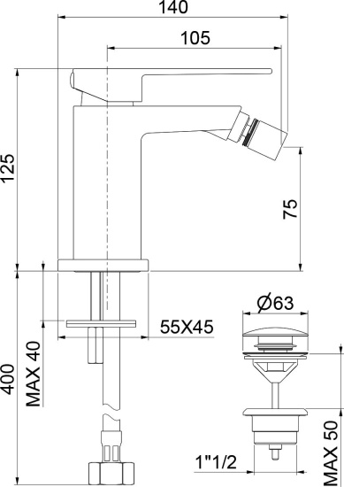 Смеситель для биде Webert Pegaso PE840102740 белый
